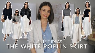 HOW TO STYLE WHITE POPLIN SKIRTS  SPRING amp SUMMER OUTFIT IDEAS  Styled by Sansha [upl. by Saticilef]