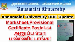 Annamalai University DDE Marksheet Provisional Certificate Dispatched From University 👍 [upl. by Spielman]