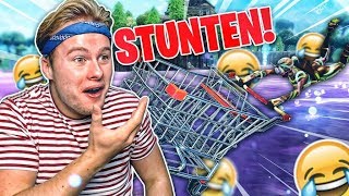 STUITEREN OVER LOOT LAKE MET WINKELWAGEN 😂  Fortnite ft LinkTijger [upl. by Nunes]