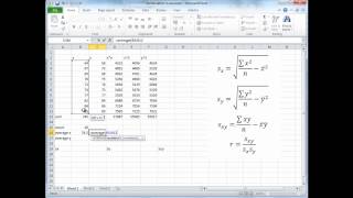 Using Microsoft Excel to calculate the correlation coefficient [upl. by Oberstone]