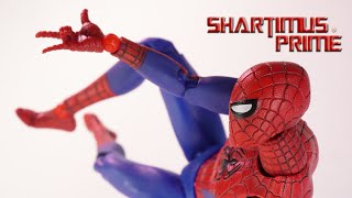 MAFEX Peter B Parker SpiderMan Into the SpiderVerse Medicom Marvel Sony Action Figure Review [upl. by Adnana746]