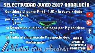 Selectividad Pau Andalucía Junio 2017 Matemáticas II – Geometría en el espacio [upl. by Manley]