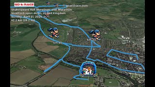 Shakespeare Half Marathon amp Marathon 2024 fly over the marathon 3D course map [upl. by Suravaj]