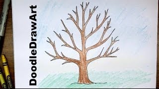 How To Draw A Tree Without Leaves  Easy Drawing Tutorial for Beginners [upl. by Llenrahs]