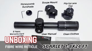 UNBOXING Red Win Scarlet18x24FT LPVO Rifle Scope 12MOA Fire Wire Reticle Exteme Low Parallax Scope [upl. by Bronny]