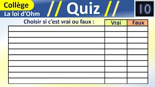 Quiz de 10 questions  La loi dOhm et la résistance électrique  Physique chimie [upl. by Aimat624]