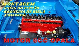 Motor 6CC do Opala  montagem anéis pistão bronzina de biela e comando [upl. by Lacram]