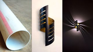 Modern Lighting Ideas from PVC Pipe  Simple Wall Lamp  DIY Crafts [upl. by Retnuh281]