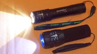 Two 2 LED Flashlights Comparison and Teardown SkyWolfEye and Noname [upl. by Nahshunn]