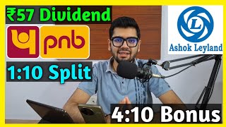 PNB Bank  Ashok Leyland • Stocks Declared High Dividend Bonus amp Split With Ex Dates [upl. by Assiralc547]