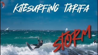 Kitesurfing Tarifa in a Storm 🌊 30 knots amp big waves Kiteboarding [upl. by Annoyi]