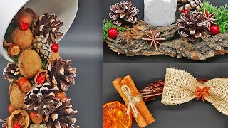 4 cool IDEAS with pine cones branches bark nuts and other natural materials [upl. by Ahtel]