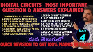 DIGITAL CIRCUITS MOST IMPORTANT QampA IN TELUGU  DC UNIT4  DLD  STLD  DIGITAL ELECTRONICS [upl. by Poock]