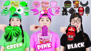 COLOR FOOD MUKBANG🔥 Green🤢 Pink🍬 BLACK💀 DONA 도나 먹방 [upl. by Padraic]