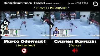 SKI DOWNHILL RACE COMPARISON on the Kitzbühel Streif 2024 Cyprien Sarrazin vs Marco Odermatt [upl. by Burlie849]