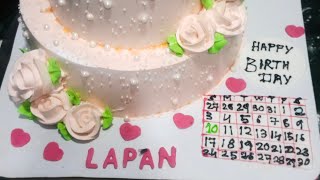 Unique cake calendar cake cream colour flower decoration ytshorts trending cakeideas viralvideo [upl. by Erdnaet]