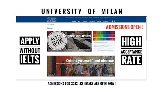 UNIVERSITY OF MILAN Admission Process  Explained [upl. by Velasco]