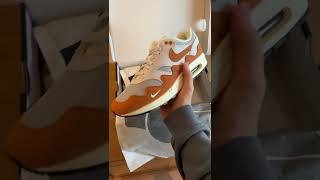 Nike Air Max 1 Patta Waves Monarch Sneaker Unboxing [upl. by Nehtan]