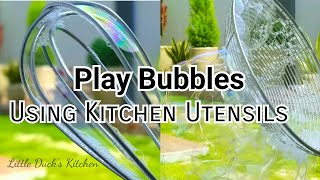 用厨房用具吹泡泡很疗愈哦😂Bubbles Fun Using Kitchen Utensils❤Giant Bubbles Recipe 自制泡泡水 [upl. by Fagan729]