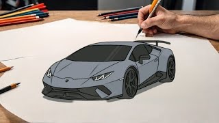 How to draw a LAMBORGHINI HURACAN Parformante  drawing Lamborghini huracan [upl. by Wilhelmine324]