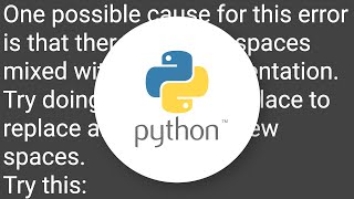 IndentationError unindent does not match any outer indentation level [upl. by Vincent382]