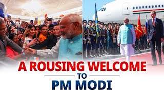 PM Modi gets a roaring welcome in Moscow Russia [upl. by Trebla]