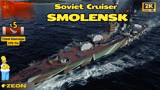 World of Warships — 376k — Soviet cruiser Smolensk [upl. by Hpesoy565]