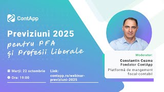 Webinar Previziuni 2025 pentru PFA și Profesii Liberale [upl. by Tiram]