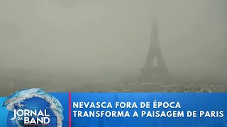 Nevasca fora de época transforma a paisagem de Paris  Jornal da Band [upl. by Atiuqcaj]