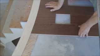 How To Install Hardwood Floor around Curved Stair Nosing Mryoucandoityourself [upl. by Nwahsan]