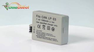 1080mAh LPE5 Replacement LiIon Battery for Canon EOS 450D from Dinodirectcom [upl. by Onez]