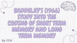 AQA LEVEL PSYCHOLOGY  Memory Baddeley’s 1966 study [upl. by Anitap713]