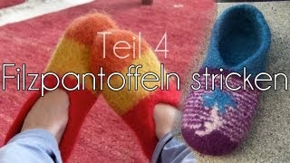 Filzpantoffeln stricken Erweiterung Sohle [upl. by Effy572]