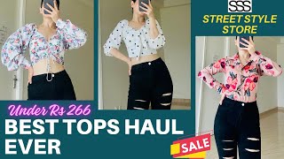 BEST TOPS HAUL Episode1 STREET STYLE STORE  WARDROBE ESSENTIALS  Tryon  Review  MEGHA SHARMA [upl. by Michey]