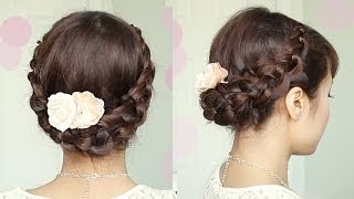 Crochet Braid Updo Hairstyle for Medium Long Hair Tutorial  Bebexo [upl. by Erlina]