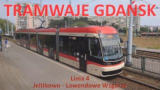 Tramwaje Gdańsk Linia 4 Jelitkowo  Lawendowe WzgórzeRide on tram line 4 in Gdańsk PolandCABRIDE [upl. by Weigle]