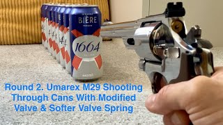 Round 2 Shooting through cans with Umarex M29 This time with softer valve spring [upl. by Paula]