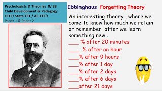 Ebbinghaus ForgettingTheory Psychologists amp Theories  8 88  CDP  CTET 2020 All Teaching Exams [upl. by Annirak]