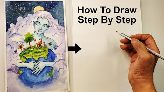 How To Draw Step By Step Environment Day  Pencil Drawing Tutorial Video [upl. by Lozar]