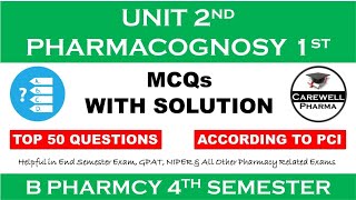 Top 50 MCQs with Solution  Unit 2 Pharmacognosy  pharmacognosy 4th semester unit 2 mcq [upl. by Namilus]