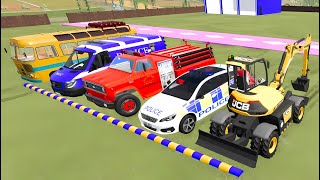 TRANSPORTING FIVE COLOR STEYR FETOR DACIA POLICE FORD BRONCO LINCOLN AVIATORFS2266 [upl. by Nerty]