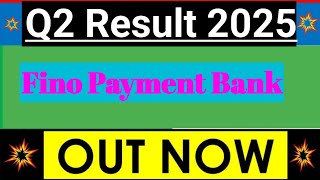 Fino Payments Bank Limited Q2 2025 Financial Result FPB  Fino Payments Q2 Result update [upl. by Oniram769]