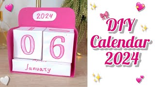 DIY Calendar 2024  How To Make Cute Desk Calendar For New Year  DIY  Paper Table Calendar [upl. by Catina]