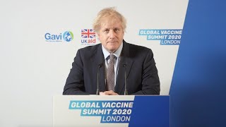 Prime Minister Boris Johnson closes the Global Vaccine Summit GVS2020 [upl. by Strade]