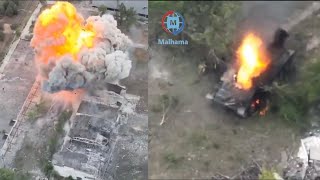 Russian 240 mm 2S4 Tyulpan selfpropelled mortar destroyed by Ukraine in Rubizhne Luhansk Oblast [upl. by Teplica]