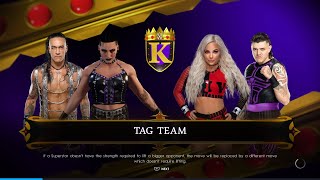 WWE 2K22 Damian Priest And Rhea Ripley Vs Morgan And Domnik In Mix Tag Team Match Gameplay On PS4 [upl. by Sesom]