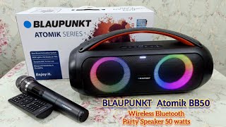 BLAUPUNKT Atomik BB50 wireless Bluetooth Speaker 50W Karaoke with Mic 🎤 UNBOXING REVIEW amp Sound Test [upl. by Llerehs]