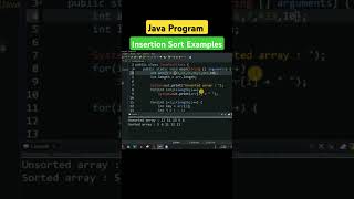 Java Program  Insertion Sort in Java javatutorial [upl. by Suedama254]