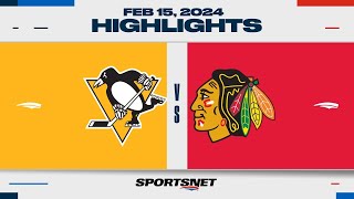 NHL Highlights  Penguins vs Blackhawks  February 15 2024 [upl. by Quirita]