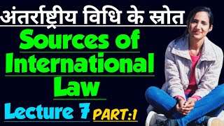 SOURCES OF INTERNATIONAL LAW WITH CASE LAWS IN HINDI FOR LLB UPSC  अंतर्राष्ट्रीय विधि के स्रोत [upl. by Vito]